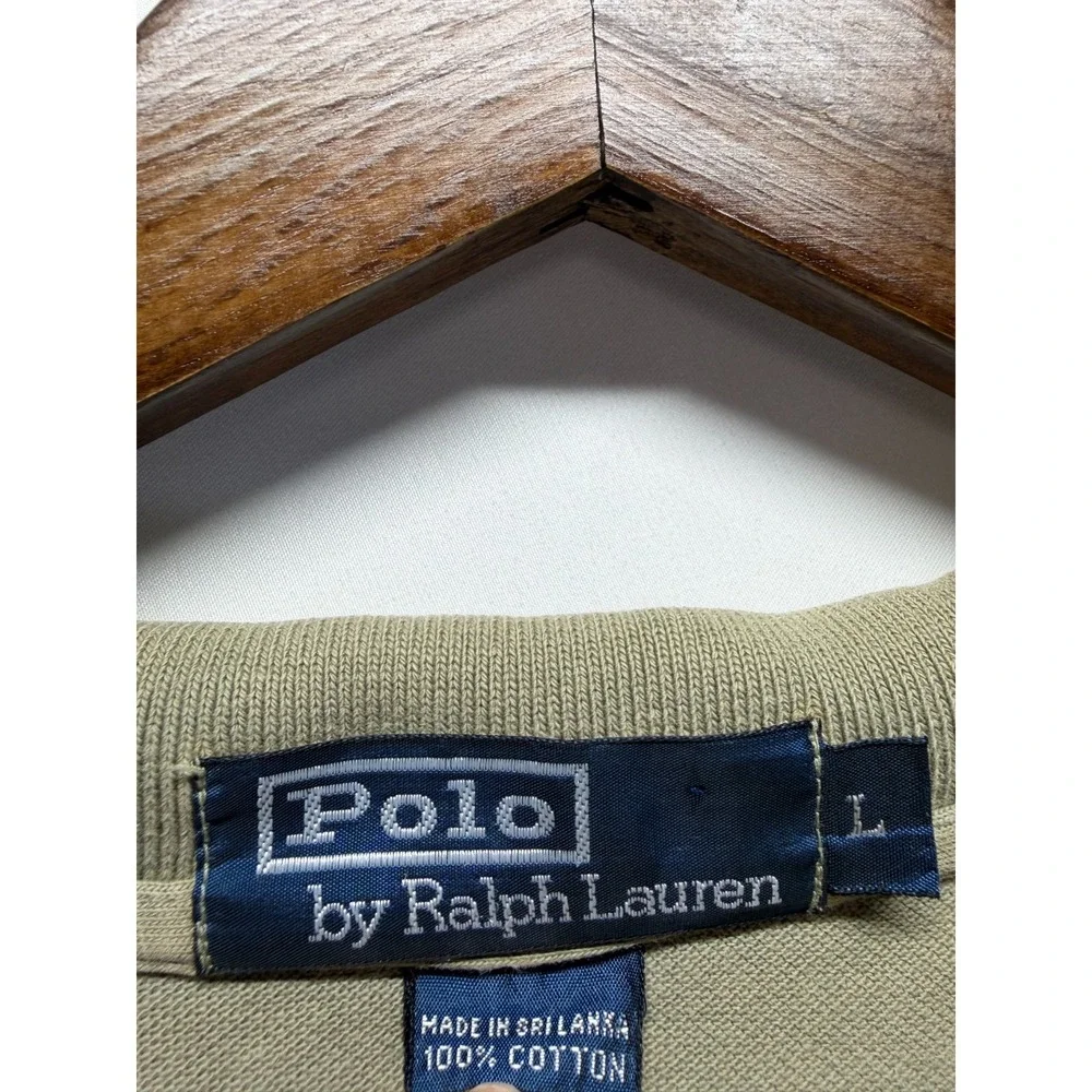 Polo Ralph Lauren Polo Shirt Mens Large Sage Green Cotton Pony Logo Side Slit
